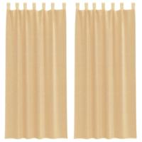 Gordijnen voile met roedezakken 2 st zand - thumbnail