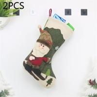 2 stuks CX20227 Santa Claus patroon kerst sok Gift Bag kerstboom hanger decoratie - thumbnail