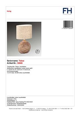 Fischer & Honsel SchemerlampjeTobse van keramiek en stof - 50606