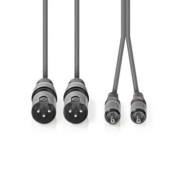 Nedis Gebalanceerde Audiokabel | 2x XLR 3-Pins Male naar 2x RCA Male | 3 m | 1 stuks - COTH15210GY30 COTH15210GY30