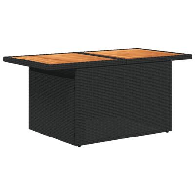 5-delige Loungeset met kussens poly rattan zwart - thumbnail