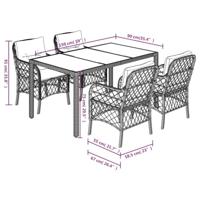 5-delige Tuinset met kussens poly rattan zwart - thumbnail