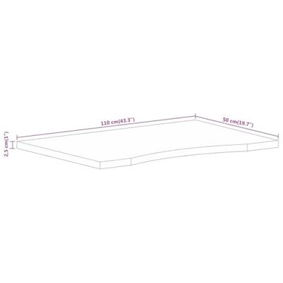 Bureaublad met ronding 110x50x2,5 cm massief ruw mangohout