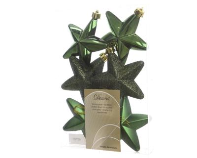6 Sterren plastic glans-mat-glitter 2x7.5x7.5cm Dennen groen KSD - Ksd 6 Sterren plastic glans-mat-glitter 2x7.5x7.5cm Dennen groen KSD - Ksd