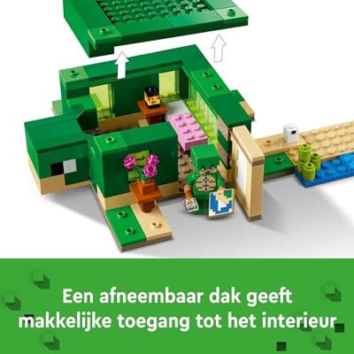 LEGO 21254 Minecraft Turtle Beach House, speelgoed met accessoires, minifiguren van videogamepersonages - thumbnail