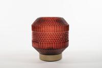 lantern Glass 16 x 17 cm Burgundy With Golden Base Led Bul Anna's Collection - Annas collection - thumbnail