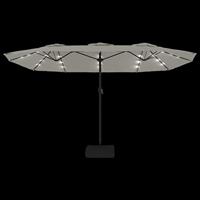 Parasol dubbel dak met LED 449x245 cm zandwit - thumbnail