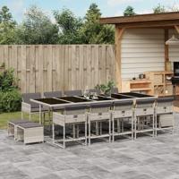 15-delige Tuinset met kussens poly rattan lichtgrijs - thumbnail