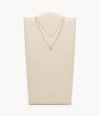 Fossil JF03648791 Ketting Vintage Glitz staal-glas rosekleurig 46-51 cm