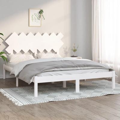 Bedframe massief hout wit 150x200 cm
