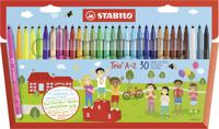 STABILO Trio A-Z, viltstift, met ergonomische driekantige gripzone, etui met 30 kleuren - thumbnail