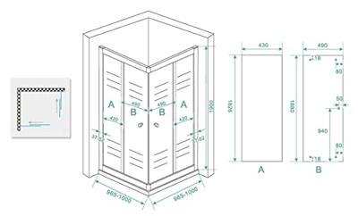 Eco hoekinstap cabine met 2 schuifdeuren 1000 x 1000 x 1900 x 5 mm helder glas/chroom Eco hoekinstap cabine met 2 schuifdeuren 1000 x 1000 x 1900 x 5 mm helder glas/chroom