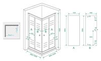 Eco hoekinstap cabine met 2 schuifdeuren 1000 x 1000 x 1900 x 5 mm helder glas/chroom - thumbnail