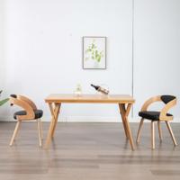 Eetkamerstoelen 2 st gebogen hout en kunstleer zwart - thumbnail