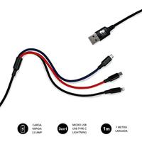 SUBBLIM Premium 3-in-1 kabel (micro-USB+type C + Lightning) - thumbnail