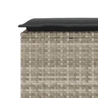 Tuinbank met kussen 110x40x44 cm poly rattan lichtgrijs - thumbnail