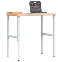 Werkbank rechthoekig 100x60x(73-99,5) cm massief eikenhout - thumbnail