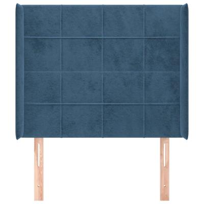 Hoofdbord met randen 163x16x118/128 cm fluweel donkerblauw - thumbnail