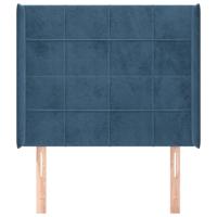 Hoofdbord met randen 83x16x78/88 cm fluweel donkerblauw - thumbnail
