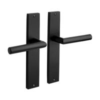 Mooi Deurbeslag Deurklink Ferro geveerd met schild mat zwart - thumbnail