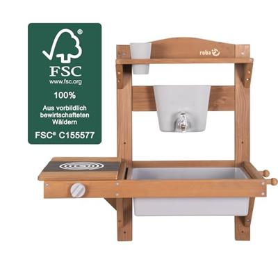 roba Houten speelgoed keuken om op te hangen (65x36x65, Teak)