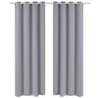 VidaXL Gordijnen met metalen ringen 135 x 245 cm 2 stuks (grijs) - thumbnail