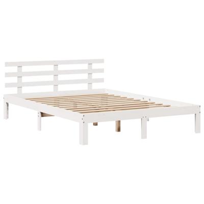 Bed met boekenkast zonder matras grenenhout wit 160x200 cm - thumbnail