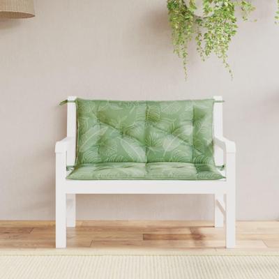 VidaXL Tuinbankkussens 2 st bladpatroon 100x50x7 cm stof