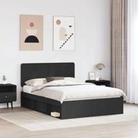 Bedframe met hoofdeinde Zwart 160 x 200 cm Massief grenenhout - thumbnail