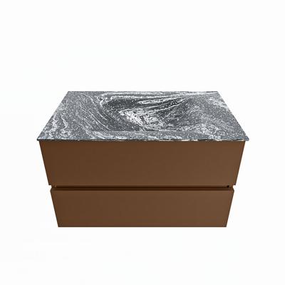 MONDIAZ VICA-DLUX 80cm badmeubel onderkast Rust 2 lades. Inbouw wastafel CLOUD midden 1 kraangat, kleur Lava. MONDIAZ VICA-DLUX 80cm badmeubel onderkast Rust 2 lades. Inbouw wastafel CLOUD midden 1 kraangat, kleur Lava.