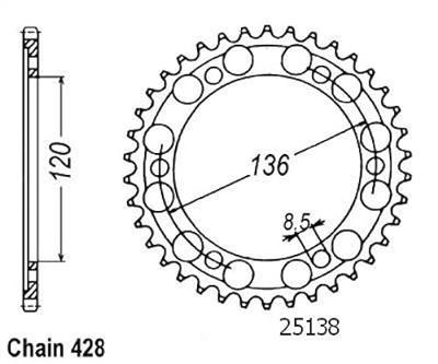 ESJOT Chain wheel 428 57z steel black