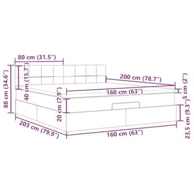 Ottoman bed met matras en LED's 160x200cm stof blauw