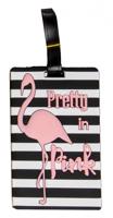 LG-Imports bagagelabel flamingo 18 x 8 cm roze - thumbnail