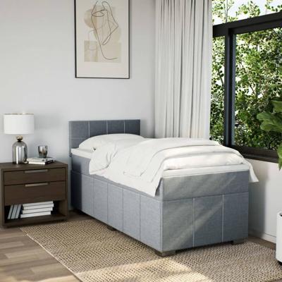 Boxspring met matras stof lichtgrijs 140x200 cm - thumbnail