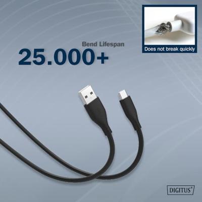 Digitus AK-300340-020-S USB-kabel USB 2.0 USB-A stekker, USB-C stekker 2.00 m Zwart (mat) Flexibel, Zeer flexibel, Met USB, Silicone, Uitstekende Digitus AK-300340-020-S USB-kabel USB 2.0 USB-A stekker, USB-C stekker 2.00 m Zwart (mat) Flexibel, Zeer flexibel, Met USB, Silicone, Uitstekende