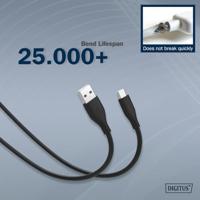 Digitus AK-300340-020-S USB-kabel USB 2.0 USB-A stekker, USB-C stekker 2.00 m Zwart (mat) Flexibel, Zeer flexibel, Met USB, Silicone, Uitstekende - thumbnail