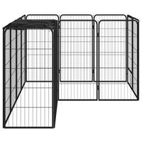 Hondenkennel 14 panelen 50 x 100 cm gepoedercoat staal zwart - thumbnail