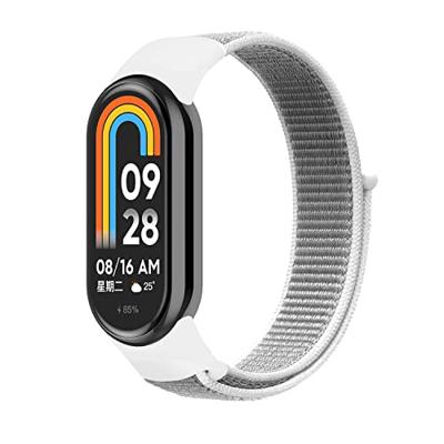 By Qubix - Sport loop nylon bandje - Wit - Compatible met Xiaomi Smart Band 8 & 9 - Compatible Xiaomi bandje
