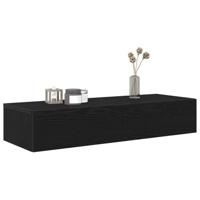 Wandschap met lades 100x36x19 cm bewerkt hout zwart - thumbnail