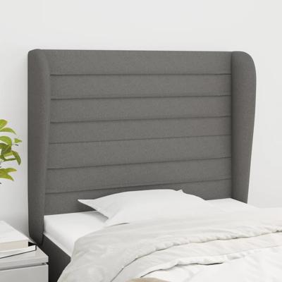 Hoofdbord met randen 83x23x118/128 cm stof donkergrijs