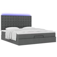 Ottoman bed met matras en LED's 160x200cm stof donkergrijs - thumbnail