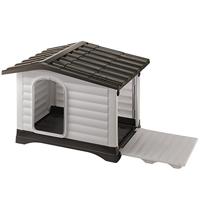 Ferplast 87257099 DOGVILLA 110, Hondenkennel voor buiten met zijpaneel dat open kan, Slag- en UV-bestendig thermoplastisch hars, grijs/zwart, 111 x 84 h 79 cm, L - thumbnail