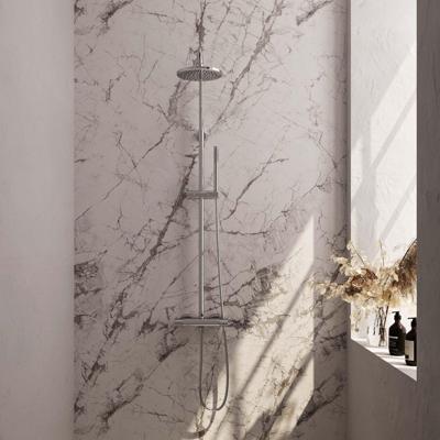 Chrome Carving opbouw thermostatische regendouche SET 01 (20 cm douchekop, staaf handdouche en doucheslang)