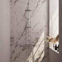 Chrome Carving opbouw thermostatische regendouche SET 01 (20 cm douchekop, staaf handdouche en doucheslang) - thumbnail