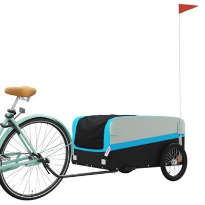 Fietstrailer 45 kg ijzer zwart en blauw Fietstrailer 45 kg ijzer zwart en blauw