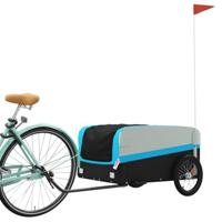 Fietstrailer 45 kg ijzer zwart en blauw - thumbnail