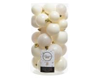 Decoris kerstballen set Plastic 30st wolwit 4-5-6cm - thumbnail
