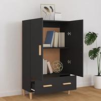 Hoge kast 70x31x115 cm bewerkt hout zwart - thumbnail