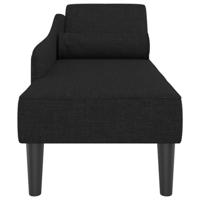 Chaise longue met kussens stof zwart - thumbnail