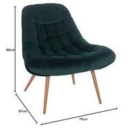 Artistiq Fauteuil 'Jurre' Velvet, kleur Groen - thumbnail